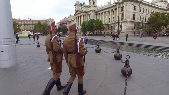 匈牙利宫殿卫兵视频素材模板下载