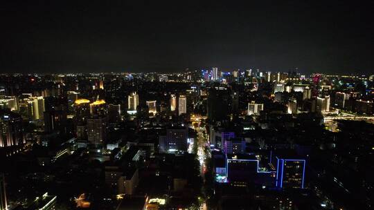 浙江杭州城市夜景航拍