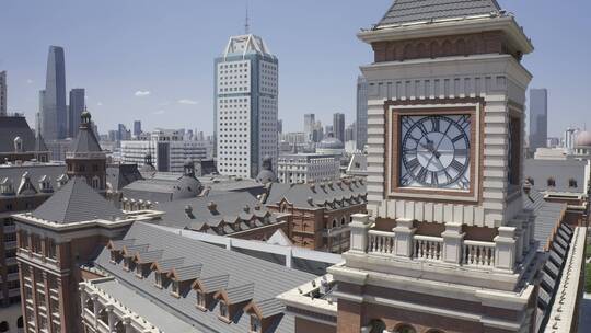 天津英式风情街、钟楼、泰安道、丽思卡尔顿视频素材模板下载