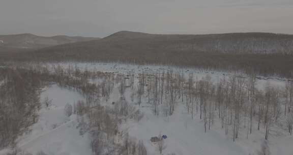 根河冬季雪景航拍