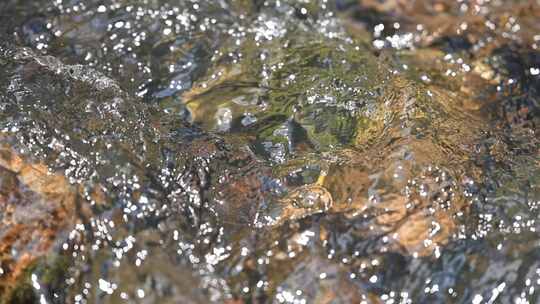 农村地表浅水溪水波浪微距特写升格