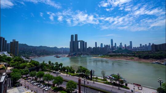 4k 航拍重庆城市金融中心摩天大楼延时拍摄