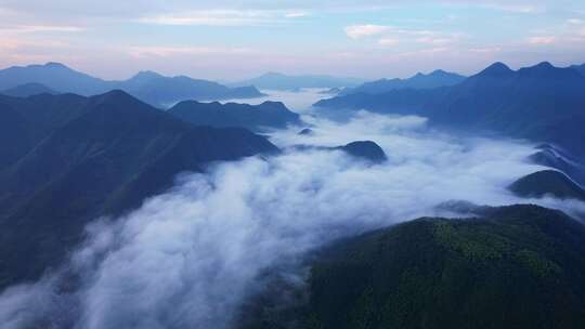 杭州富阳唯美大气山川云海航拍