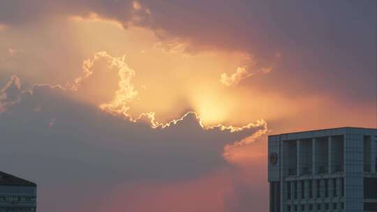 城市建筑日出日落朝阳晚霞夕阳黄昏航拍