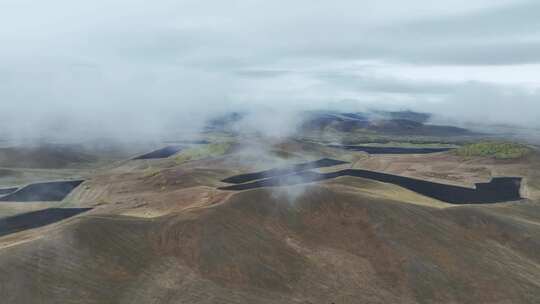 航拍内蒙古呼伦贝尔东北地区黑土地云海景观