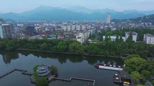 航拍浙江省临海市台州府城市风光