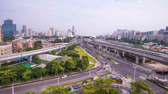 珠海铁路_广珠铁轨全景日景固定延时