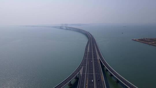 4k 航拍青岛胶州湾跨海大桥高速公路