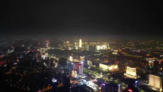 航拍郑州郑东新区夜景视频素材模板下载