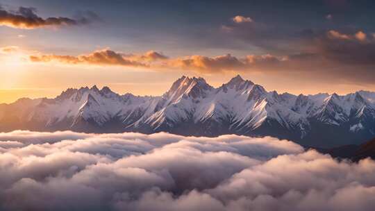 雪山云海日出美景