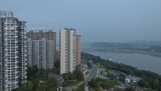 高清航拍眉山城市建筑建设楼房