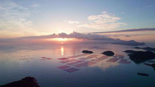 福建霞浦花竹村日出风景航拍