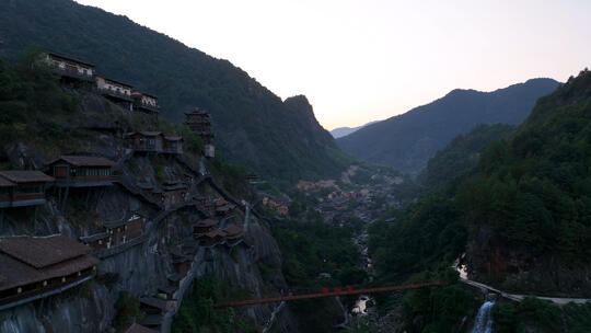 航拍江西上饶网红景点望仙谷全景