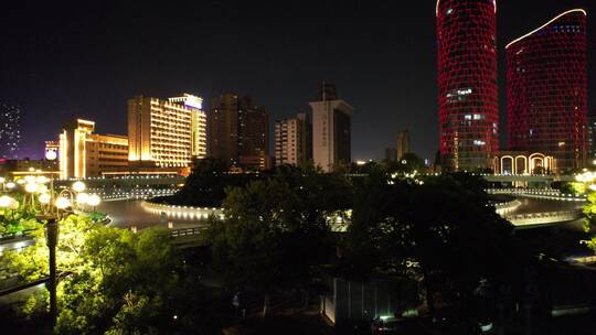 江西南昌城市夜景交通航拍