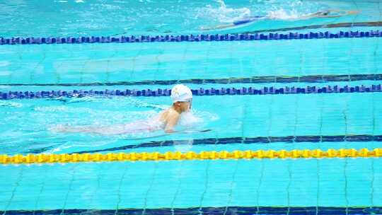 北京水立方国家游泳中心青少年游泳比赛蛙泳视频素材模板下载