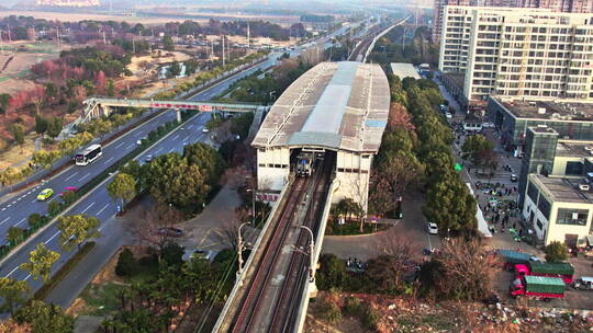 上海松江地铁9号线航拍视频素材模板下载