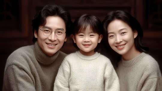 温馨家庭幸福合影笑容洋溢