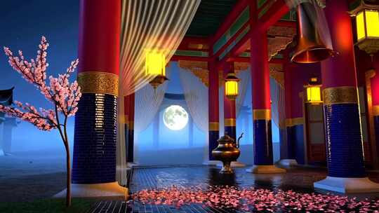 古风宫殿月夜场景