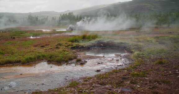 火山，蒸汽，间歇泉，冰岛