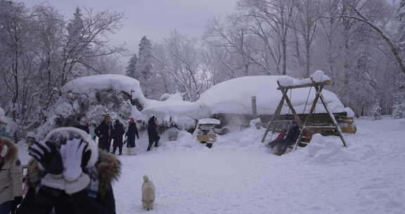 长白山雪岭木屋