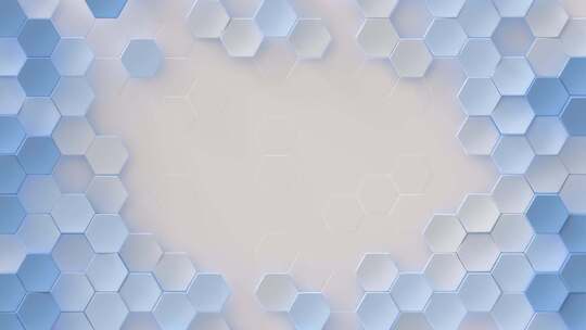 白色和蓝色六边形。抽象几何背景。无缝循环视频素材模板下载