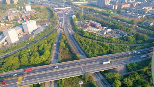 杭州钱塘新区下沙立交桥城市风景视频素材