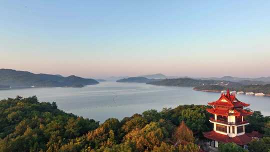 天目湖 状元阁 航拍 景点 旅游 溧阳