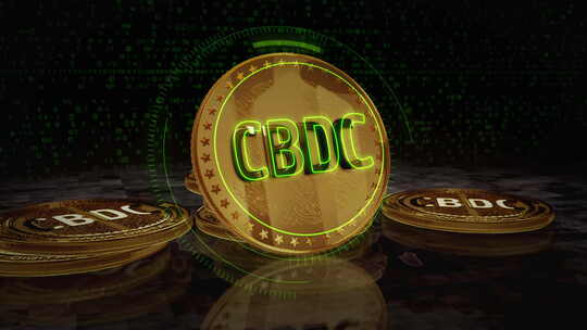 数字屏幕上的CBDC数字货币加密货币金币