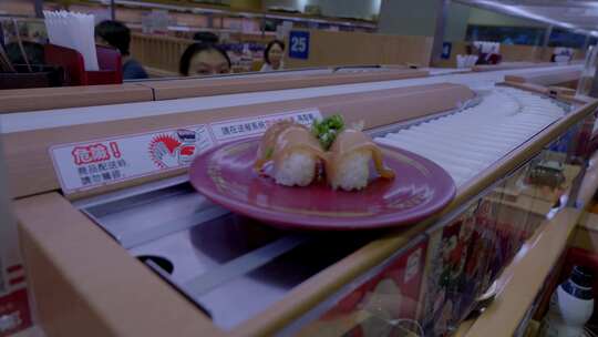 广州寿司郎回旋吃寿司店铺视频素材模板下载