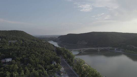 洛阳龙门龙门石窟伊河古街古建筑航拍