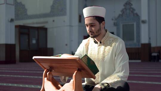 阅读古兰经的男人