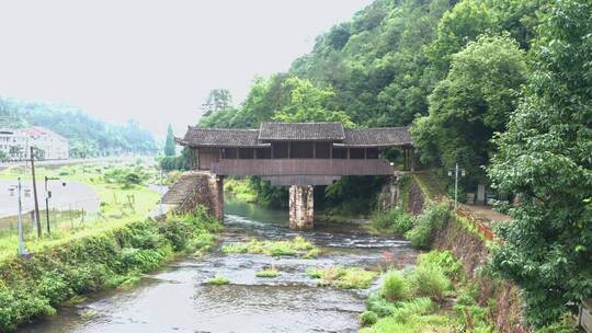 浙江泰顺廊桥云雾航拍