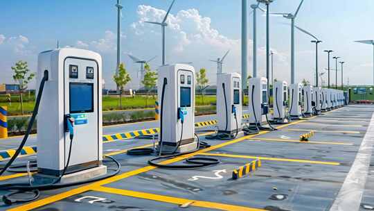 新能源汽车充电绿色城市 科技未来低碳环保