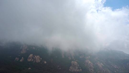 4k  航拍青岛崂山巨峰海上名山