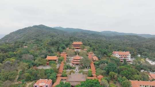 福建泉州少林寺寺庙建筑航拍