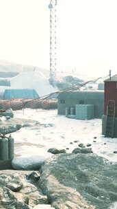 南极半岛前天然港湾中的南极基地