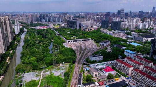 上海徐汇区高铁检修站航拍空镜