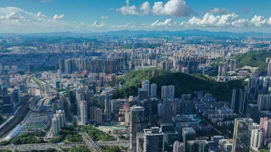 深圳航拍延时俯瞰视角下的城市建筑群