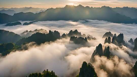 山峦云海日出全景