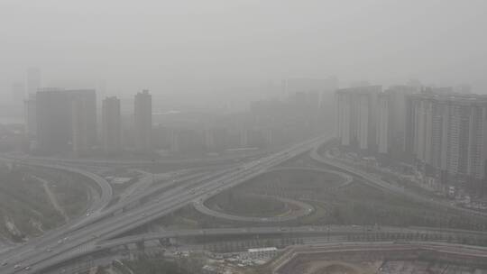 洛阳沙尘暴雾霾气候工业航拍污染天气