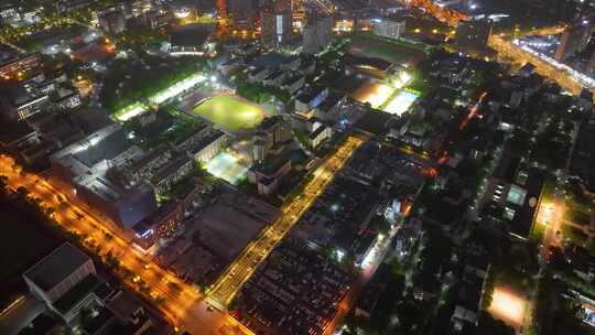 城市市区夜晚夜景车流城市风景航拍延时素材