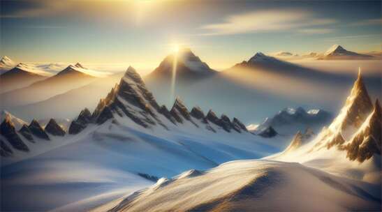 AIGC素材 雪山山峰之巅山脉风景