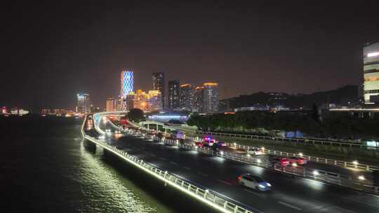 航拍厦门演武大桥夜景