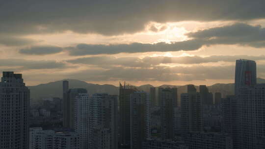 海岸线海滩城市延时风景