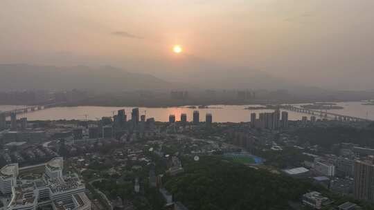 航拍福建福州南台岛高空风光