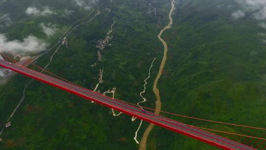 4K 航拍贵州高山索桥