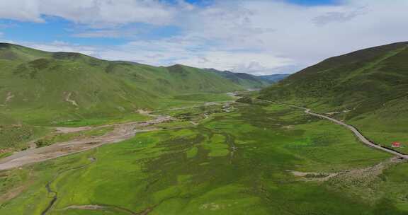 川西高原草原河流壮观大气自然风光航拍