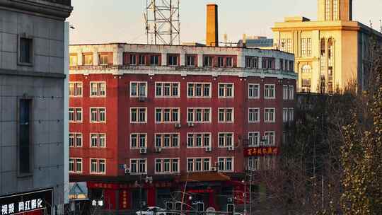 沈阳历史建筑冬季航拍人文风景