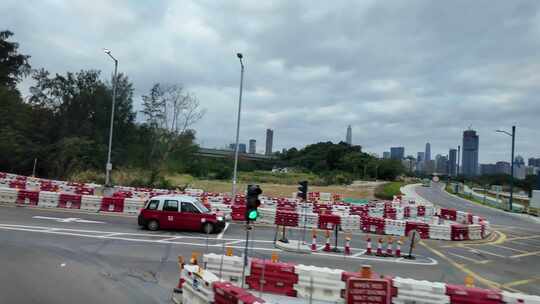 香港落马洲 元朗 附近交通情况道路场景