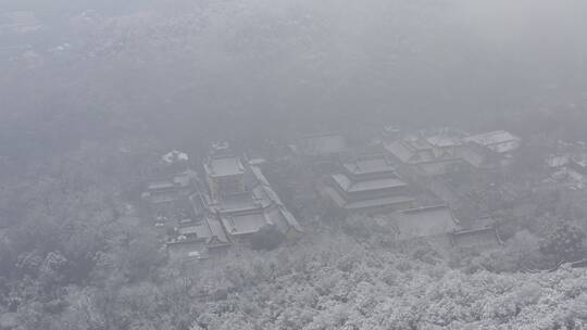 杭州灵隐雪下雪航拍